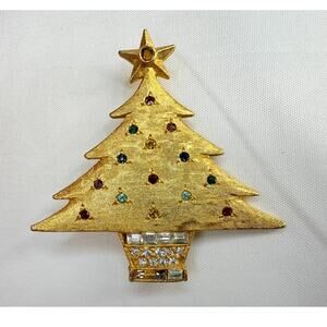 RARE Vintage DeNicola Signed Christmas Tree Brooch (AS IS)